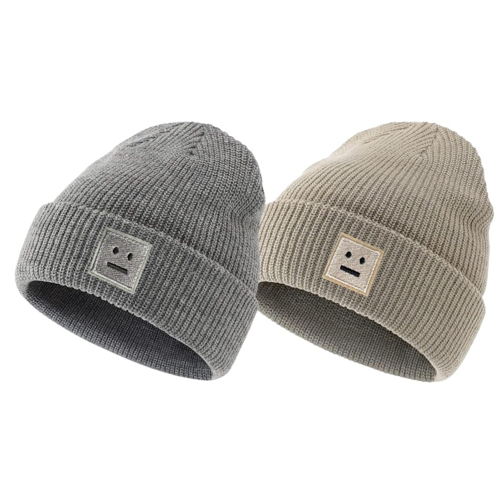 7559 Winter Hats and Beanie Knit Cuffed Cute Smile Face Skull Cap for Adult - Picture 1 of 6